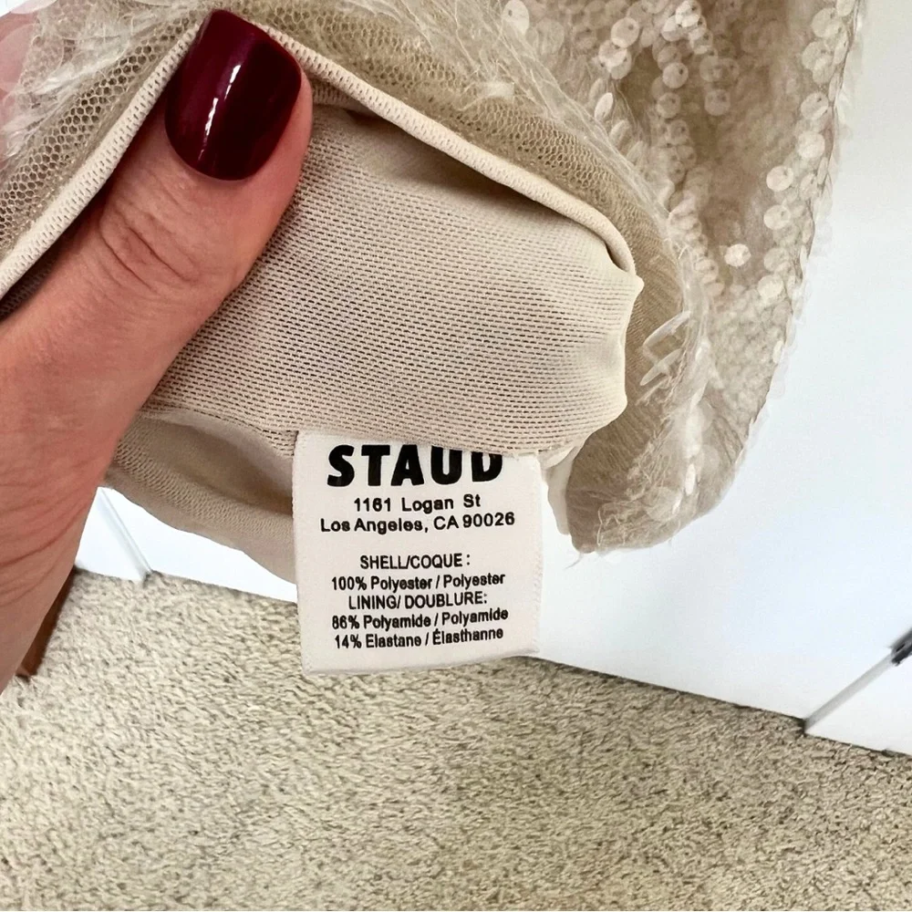 STAUD Eton Sequin Mini Dress in Moon Size XS - Picture 10 of 12